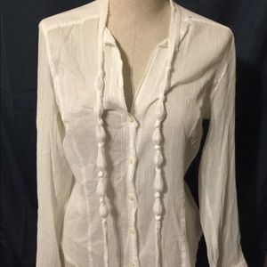 Michael Kors Size 12 Pearl Necktie Blouse